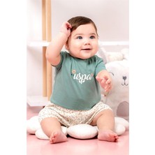 U.s. Polo Assn. Kız Bebek Tişört Şort Takım Yeşil USB2982