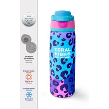 Coral High Mor Leopar Desenli Pipetli ve Direkt Içim Çelik Termos 800 ml 38521