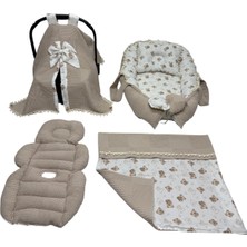 Happy Baby Dikiş Atölyesi 5 Parça Müslin Waffle Babynest Seti Taşınabilir Bebek Yatağı Pike Yastık Puset Takımı Örtüsü Minderi