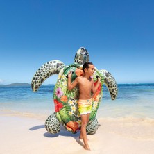 Toha Intex Deniz Kaplumbağası Figürlü Şişme Deniz Yatağı - Gerçekçi Görünüm Kulplu, Çift Hava Odalı Çocuk Deniz Oyuncağı