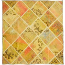 Kilim Co. Patchwork Turuncu Renk El Dokuma Kare Halı 136X136 cm (1.85 M²)