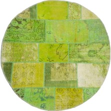 Kilim Co. Patchwork Çimen Yeşili El Dokuma Yuvarlak Halı 160X160 cm (2.56 M²)