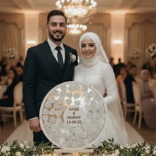 Evlilik Sepetim Düğün-Nişan Sılver Aynalı Pleksi 50 cm Yuvarlak Misafir-Hatıra Anı Defteri-Kutusu + Şövale ve Kalem Hediyeli