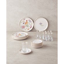 UltraMint Renkli 18 Parça Seramik Pasta Seti, 6 Kişilik, Şık ve Kullanışlı