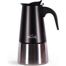 PremiumPort Paslanmaz Çelik Espresso Kahve Makinesi, 300 Ml, Indüksiyon Uyumlu Siyah