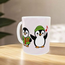 Uçan Kupa Sevgililer Günü Penguen Desenli Porselen Kupa
