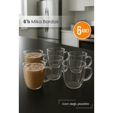 Orvila 6'lı Şeffaf Mika Kulplu Bardak Seti Mika Bardak Seti