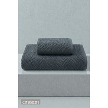 Anılsan 2'li Lilia El Havlusu - 50X90 cm 230GR, Banyo Havlusu 100X150 800GR %100 Pamuk