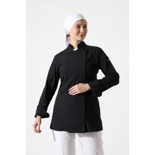 Kadın Likralı Aşçı Ceket - 6403 Siyah