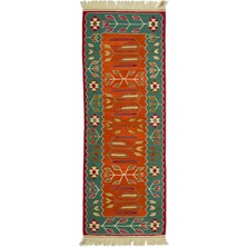 Kilim Co. Lale ve Buğday Başağı Motifli El Dokuma Uşak Kilim Yolluk 66X170 cm (1.12 M²)