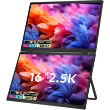 Ultrax 16" Çift Ekran 2.5k Qhd IPS Ikili Taşınabilir Monitör