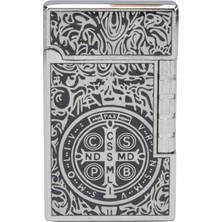 Als Dupont Tasarımlı Metal Gazlı Çakmak – Aziz Benediktus Sembollü, Lüks & Koleksiyonluk Premium Çakmak