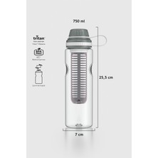 Renga Ege 750 ml Tritan Süzgeçli Detoks Matara 911008 Füme