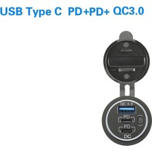 MELLİFERA Karavan Tekne Yat Otomobil Motosiklet Için Şarj Iki USB Type-C + Bir Type-A On - Off Anahtarlı Mavi Işıklı