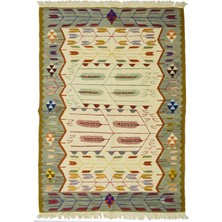 Kilim Co. Lale ve Buğday Başağı Motifli El Dokuma Uşak Kilim 110X170 cm (1.87 M²)