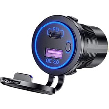 MELLİFERA Karavan Yat Tek Için Bir USB Type-A ve Bir USB Type-C Şarj Cihazı Kapaklı-Onoff Anahtarlı