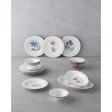 UltraMint Renkli 20 Parça Porselen Kahvaltı Takımı 6 Kişilik Set