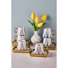 UltraMint 6 Kişilik Porselen Kahve Fincanı Takımı Seti, Şık ve Zarif Tasarım