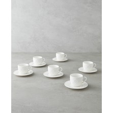 UltraMint 12 Parça Beyaz Seramik Kahve Fincan Takımı, 6 Kişilik, 100 ml