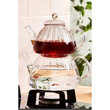 PremiumPort Şık 600/1000ML Borosilikat Cam Demlik, Isıya Dayanıklı Cam Kapaklı