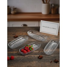Veyla Style Akrilik Şeffaf 4'lü Kayık Tabak Çerezlik ve Sunumluk 19X8X2,5CM ''cam Değildir''