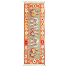 Kilim Co. Lale ve Buğday Başağı Motifli El Dokuma Uşak Kilim Yolluk 60X178 cm (1.07 M²)