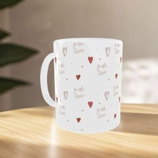 Uçan Kupa Just Love Desenli Zarif Sevgililer Günü Porselen Kupa