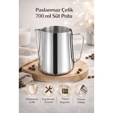 PremiumPort Paslanmaz Çelik Süt Potu, 700 Ml, Profesyonel Barista Ekipman