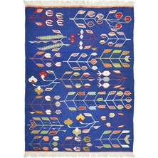 Kilim Co. Lale ve Buğday Başağı Motifli El Dokuma Uşak Kilim 122X172 cm (2.10 M²)