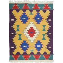 Kilim Co. Yünden El Dokuma Uşak Kök Ince Kilim 90X112 cm (1.01 M²)