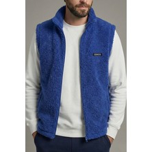 Genius Store Erkek Yelek Içi Şardonlu Sherpa Peluş Yelek Tam Fermuarlı Cepli  Kuzu Outdoor Yelek