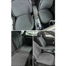 Tusba Market Gri Renk Oto Koltuk Minderi Cepli 3’lü Set | Ön Sırt Destekli Minder & Arka Koltuk Oturma Minderi