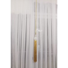 Çillor 2 Adet/perde/fon Orta Sarkıtı-Beyaz Kuka/gold Püskül