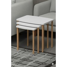 Yg Decor 3'lü Zigon Sehpa Orta Sehpa Ahşap Ayaklı Sehpa Çay Sehpası Servis Sehpası