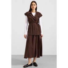 Olcay Bağcık Kapamalı Modal Yelek Kahve 8286