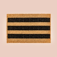 Giz Home Siyah Çizgili Koko Kapı Paspası - Bej / Siyah - 40X60 cm