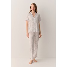 Suwen Butterfly Pamuklu Gömlek Yaka Pijama Takımı