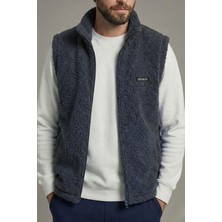 Genius Store Erkek Yelek Içi Şardonlu Sherpa Peluş Yelek Tam Fermuarlı Cepli  Kuzu Outdoor Yelek