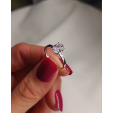 Cemal Demircioğlu Tek Taş 14 Ayar Beyaz Altın Oval Formlu Kadın Yüzük