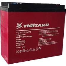 Yiğit Akü 12 Volt  24 Amper (24AH) Dik Elekrikli Bisiklet Aküsü 2026 Üretim Jel Akü  Ebatlar: 169X179X78MM