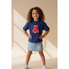 Monila Kız Çocuk Pamuklu Bisiklet Yaka Baskılı T-Shirt