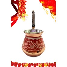 PremiumPort Yılbaşı Temalı El Yapımı Bakır Cezve, Büyük Boy, Şık ve Zarif Tasarım