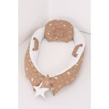 Umaybebek Babynest, Bebek Uyku Yatağı 0-2 Yaş - Pamuk Kumaş - Kahve Kedi Desen