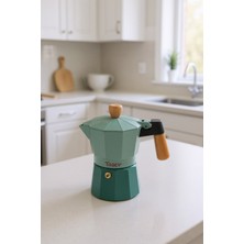 PremiumPort Su Yeşili Moka Pot - 3 Fincan, Şık ve Kullanışlı Kahve Demleme Öğesi