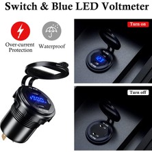 MELLİFERA Karavan Tekne Yat 12-24V 90W Metal Çift USB C Tip C Pd On Off Anahtarlı Voltaj Güç Ekranı  Şarj Soketi