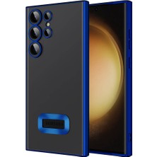 ZM Store Galaxy S23 Ultra Uyumlu Kılıf Kamera Korumalı Logo Gösteren Omega Şeffaf Kapak