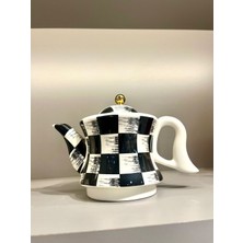 PremiumPort Şık ve Zarif Damalı Çay Demliği, Ev ve Hobi Için Mükemmel Seçim