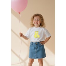 Monila Kız Çocuk Pamuklu Bisiklet Yaka Baskılı T-Shirt