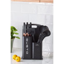 UltraMint Gusto Siyah 12 Parça Bıçak ve Kesme Tahtası Seti, Şık ve Fonksiyonel