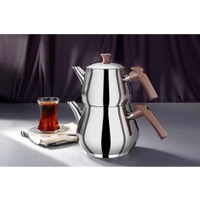 PremiumPort Indüksiyon Tabanlı Mini Çelik Çaydanlık Seti, 3 Parça, Şık ve Dayanıklı